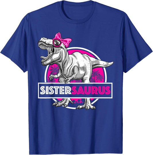 Sistersaurus T-Rex Matching Funny Sister Saurus Dinosaur T-Shirt - T-Shirt | Royal
