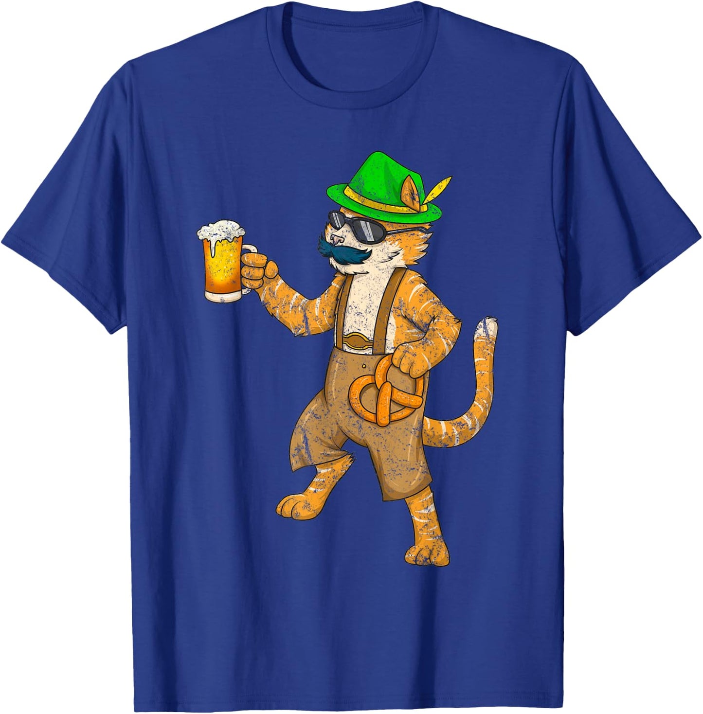 Vintage Oktoberfest Cat Kitten Beer Mug Pretzel Funny Gift Women T-Shirt - T-Shirt | Royal