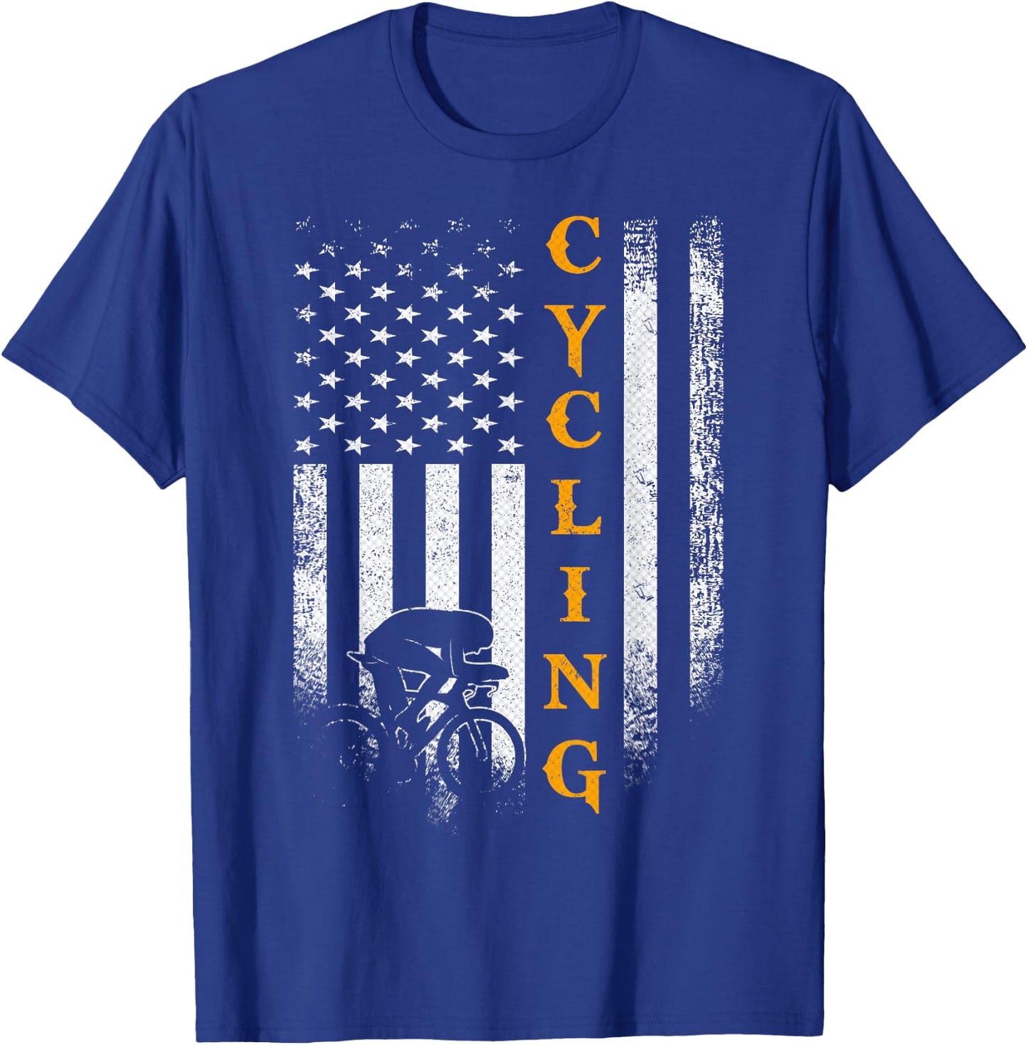 Vintage USA Cycling Player American Flag Bicycle Funny Gift T-Shirt - T-Shirt | Royal