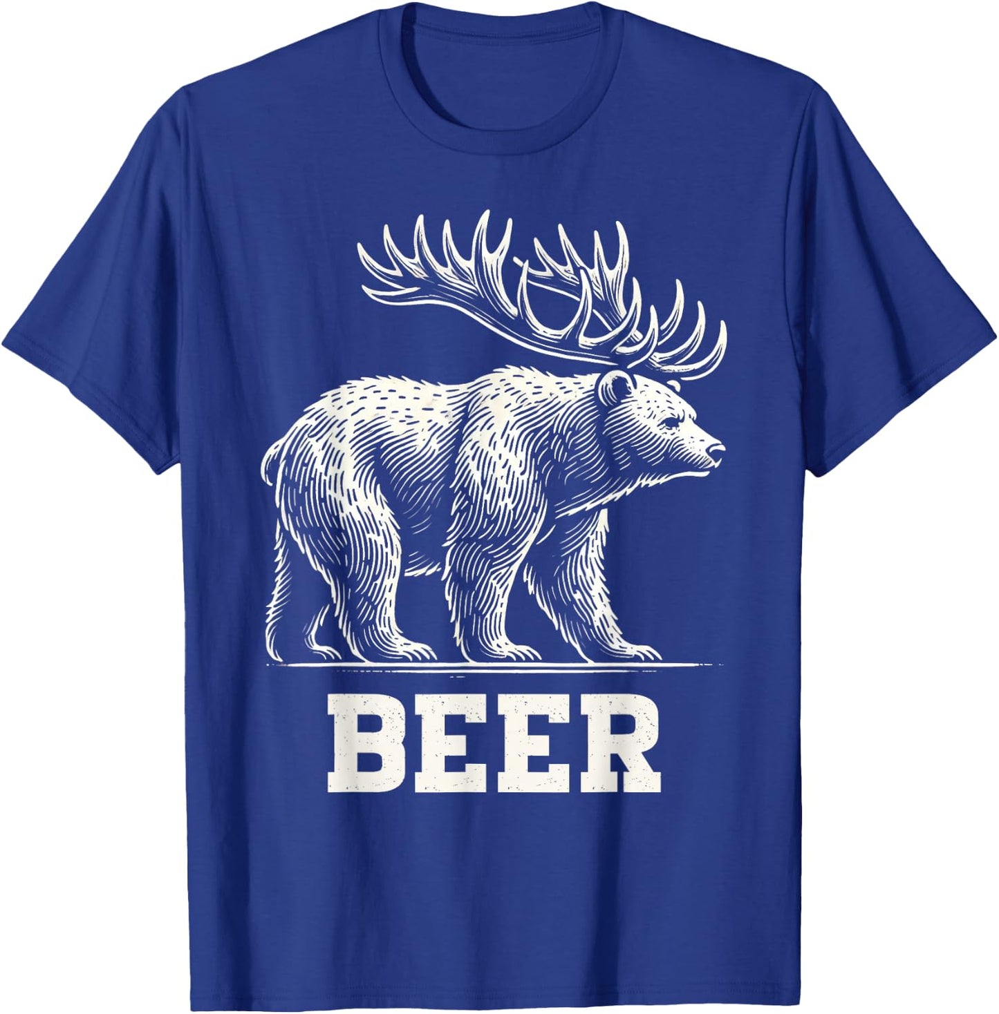Funny Beer Lover Bear Deer Beer Drinking Animal Humor T-Shirt - T-Shirt | Royal