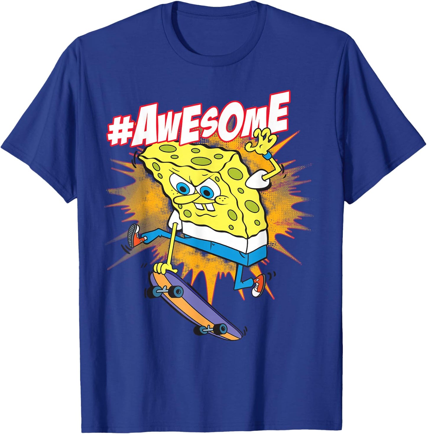 Spongebob SquarePants Awesome Skateboard Trick T-Shirt - T-Shirt | Royal