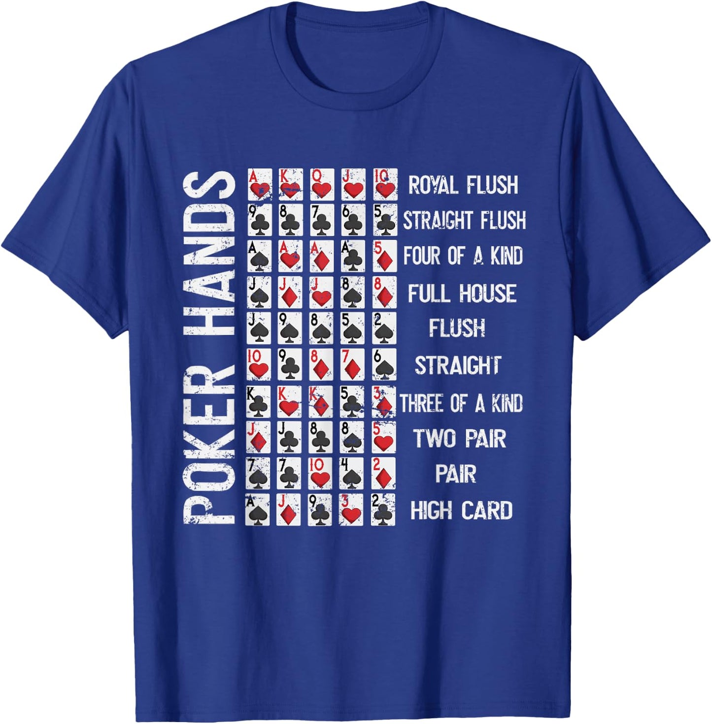 Poker Hands Cheat Sheet Card Casino Games Funny Player Gift T-Shirt - T-Shirt | Royal