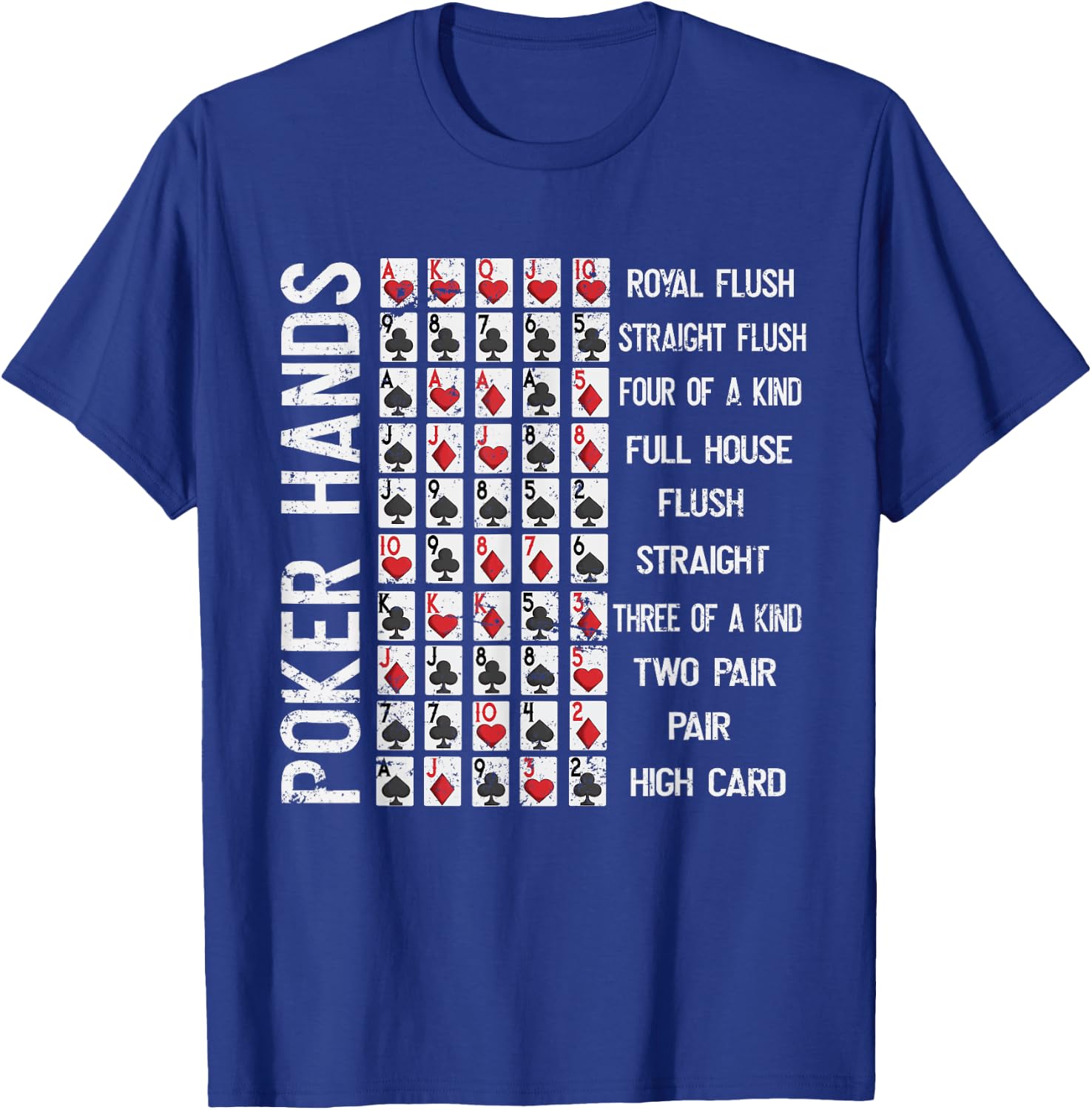 Poker Hands Cheat Sheet Card Casino Games Funny Player Gift T-Shirt - T-Shirt | Royal