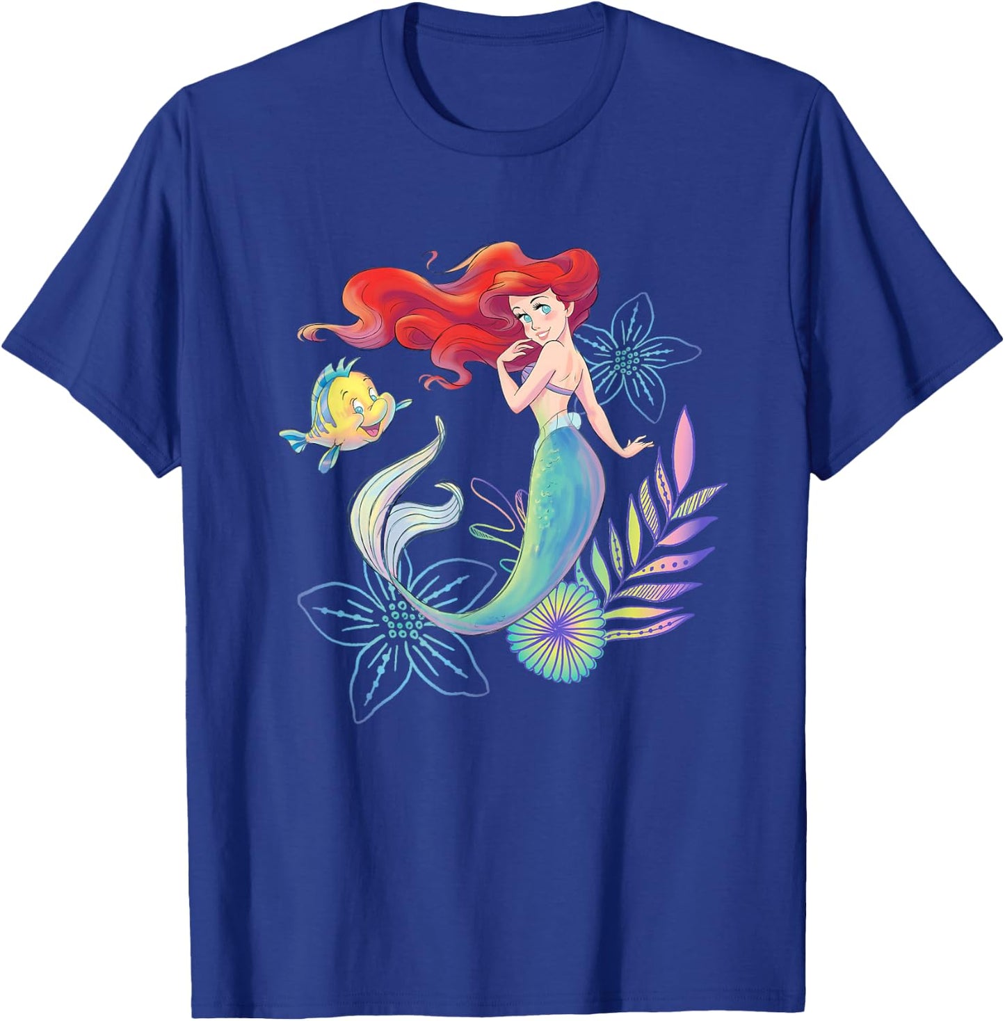 Disney The Little Mermaid Ariel and Flounder Sea T-Shirt - T-Shirt | Royal