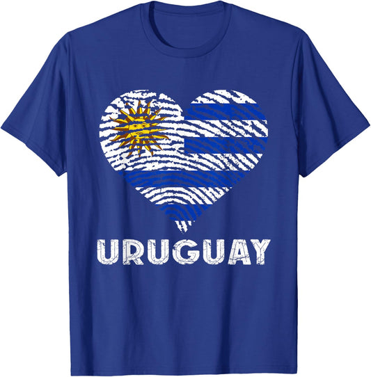 Uruguay Flag Heart Uruguayan Pride Uruguayan Roots T-Shirt - T-Shirt | Royal
