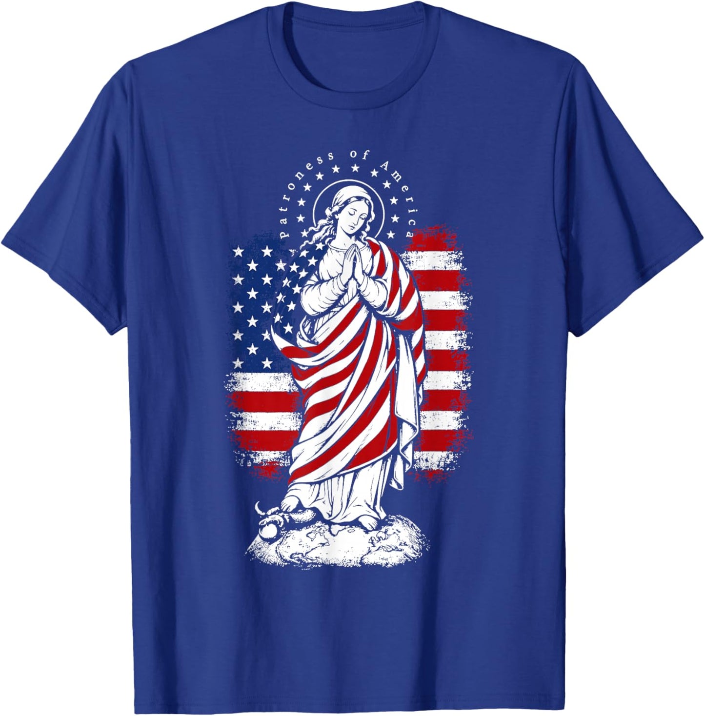 Patroness of The USA Blessed Virgin Mary Catholic Art T-Shirt - T-Shirt | Royal