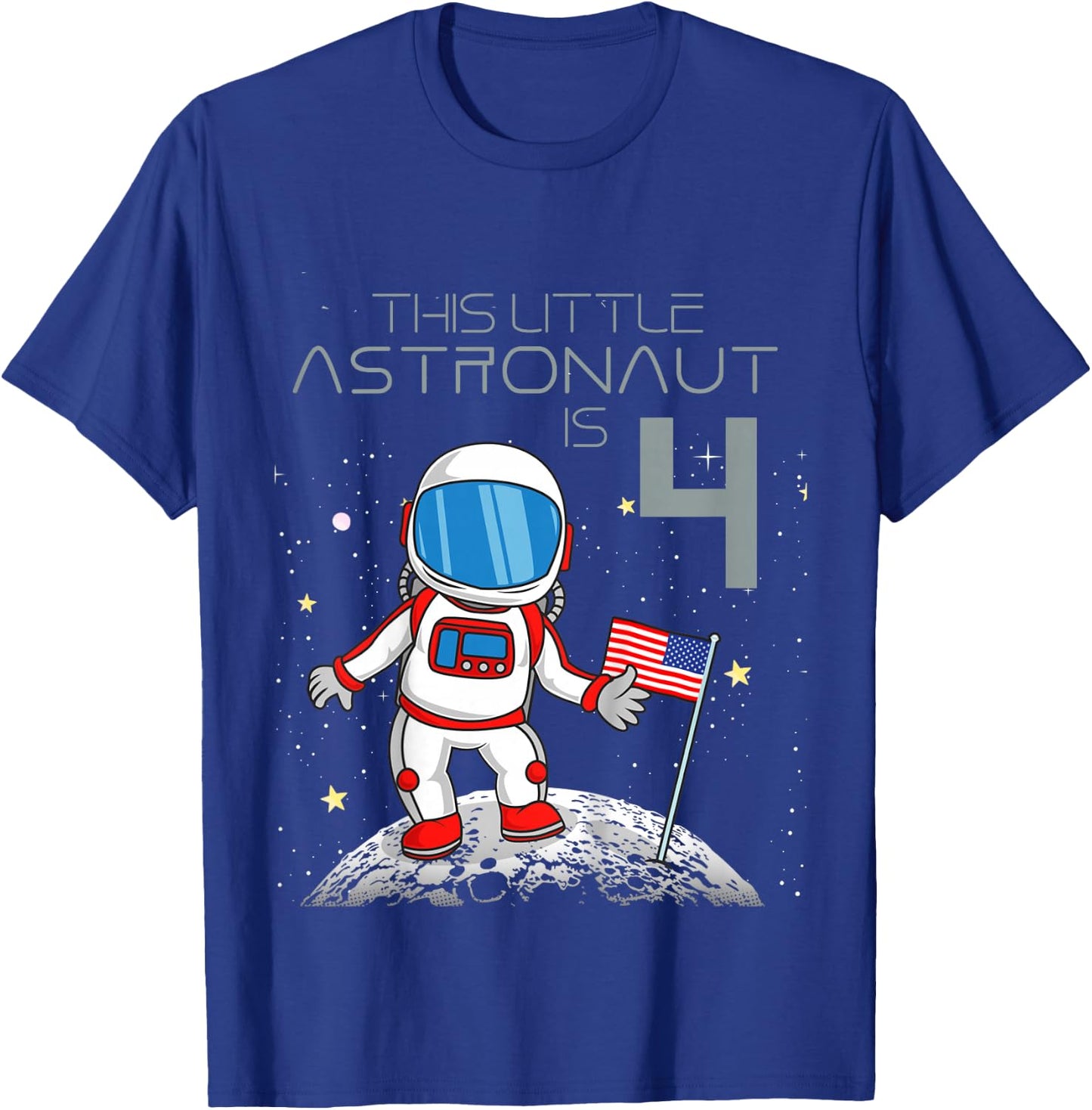 Kids 4th Birthday Astronaut Shirt Boys Gift 4 Year Old Space Geek T-Shirt - T-Shirt | Royal