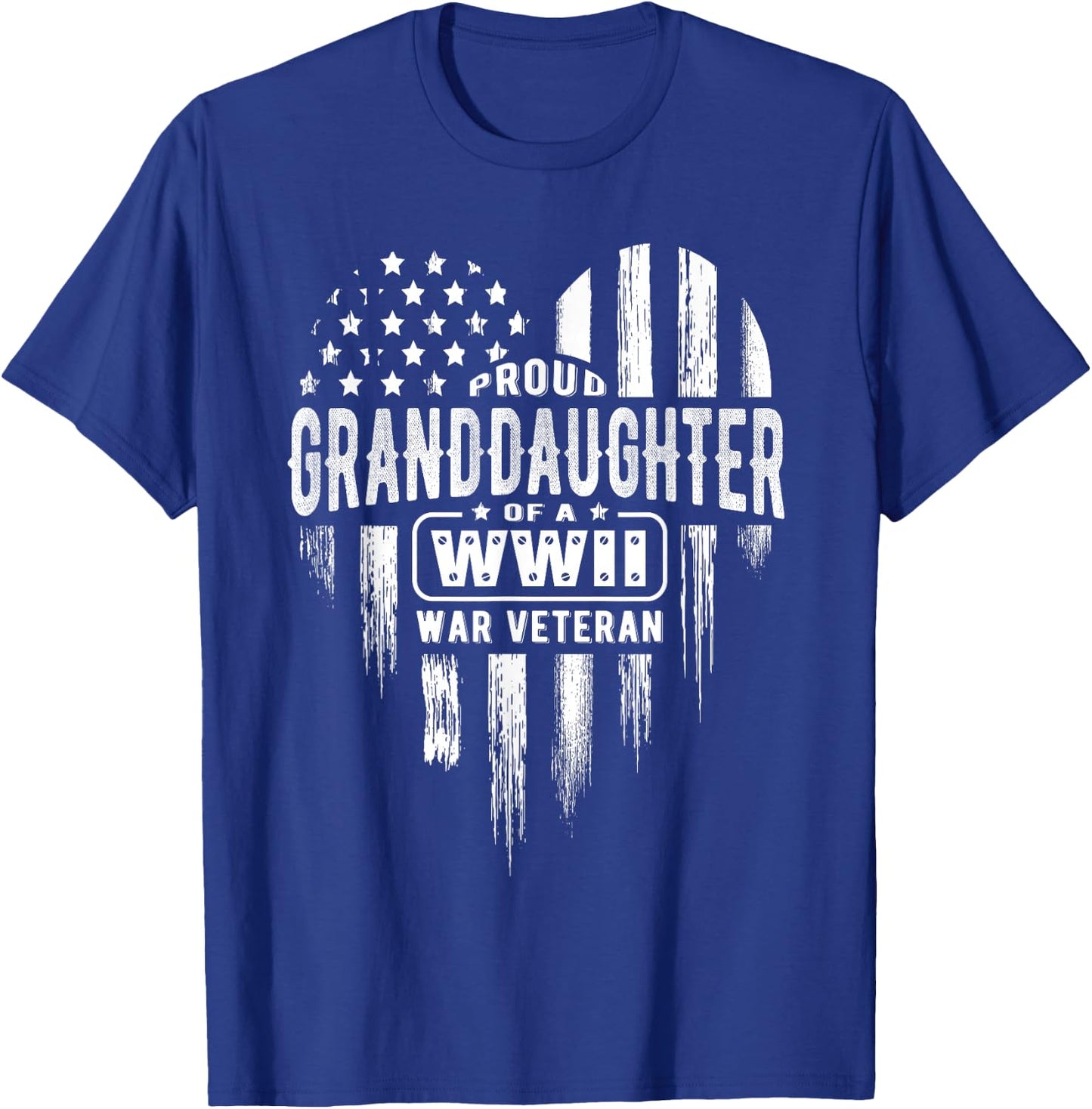 Proud Granddaughter WWII Vet Grandpa Veterans Day T-Shirt - T-Shirt | Royal