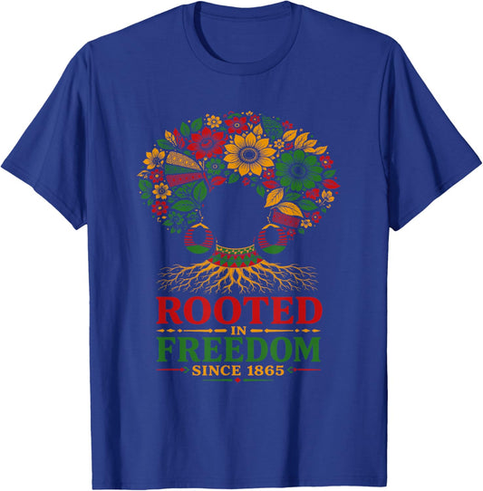 Juneteenth Rooted in Freedom Juneteenth Black Women Men T-Shirt - T-Shirt | Royal