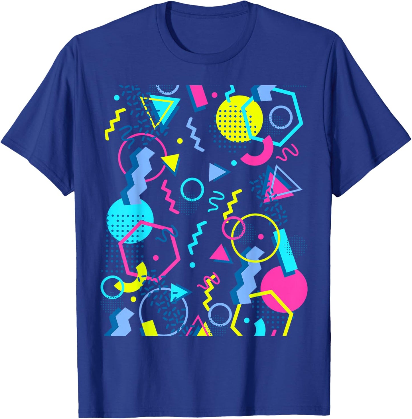Geometric Pattern 80s 90s Memphis Style T-Shirt - T-Shirt | Royal