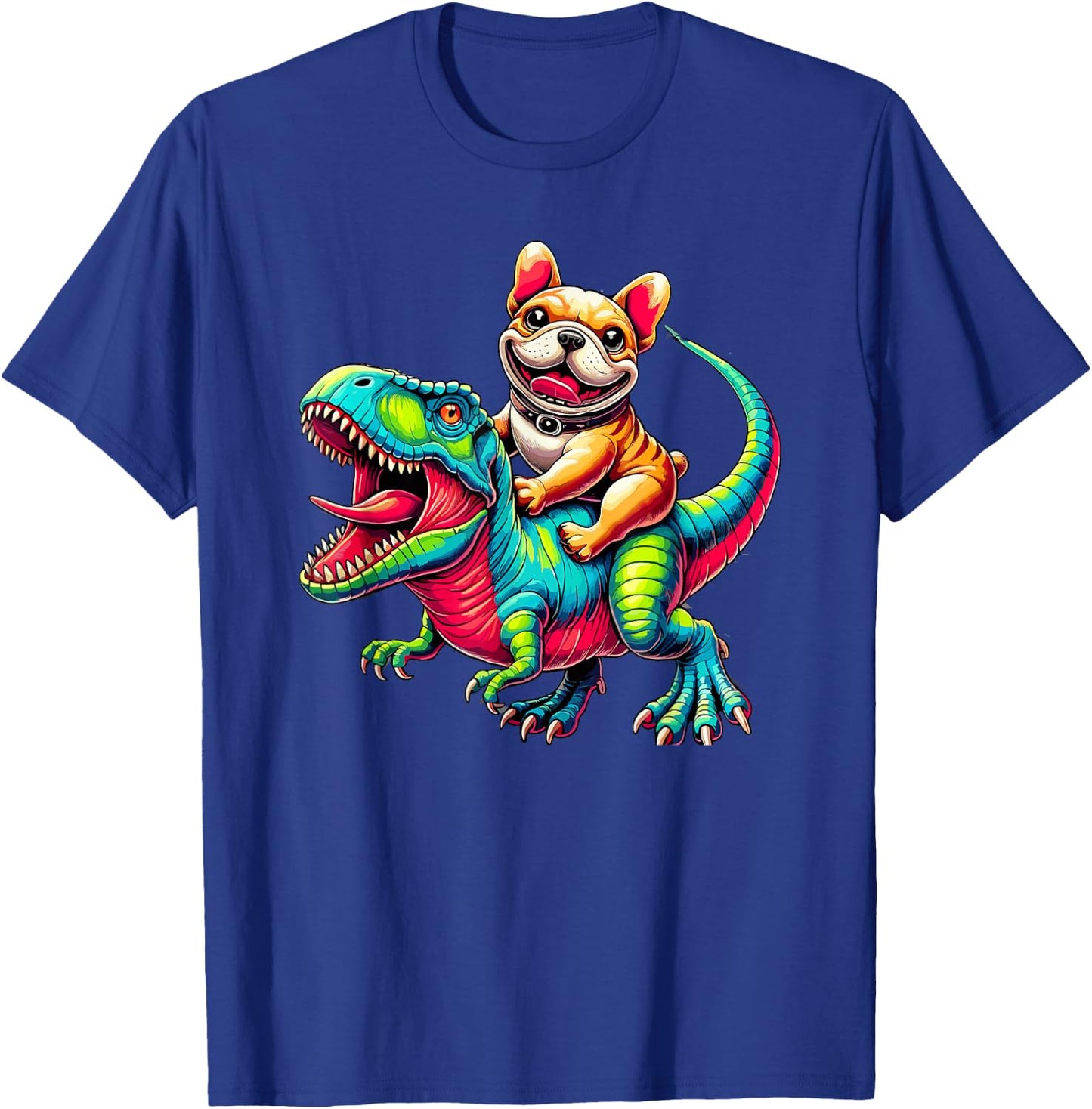 Dinosaur T-Rex French Bulldog Tyrannosaurus Rex Frenchie Women Kids T-Shirt - T-Shirt | Royal