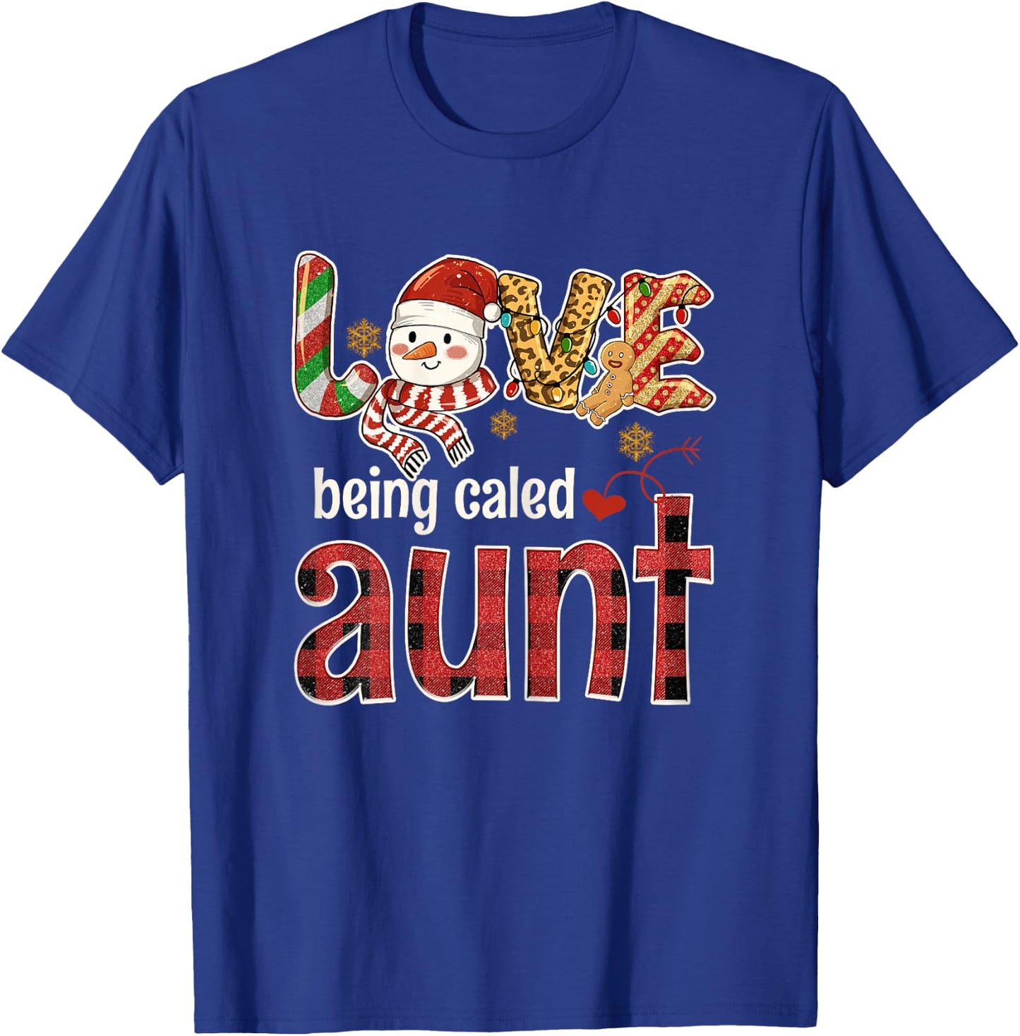Love Being Called Aunt - Snowman Red Plaid Christmas Pjs T-Shirt - T-Shirt | Royal
