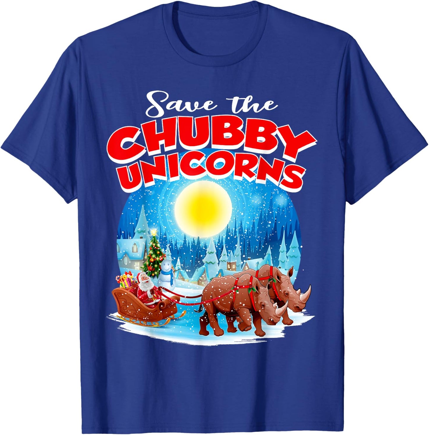 Chubbies Shirt Men Save The Chubby Unicorns Rhino Christmas T-Shirt - T-Shirt | Royal