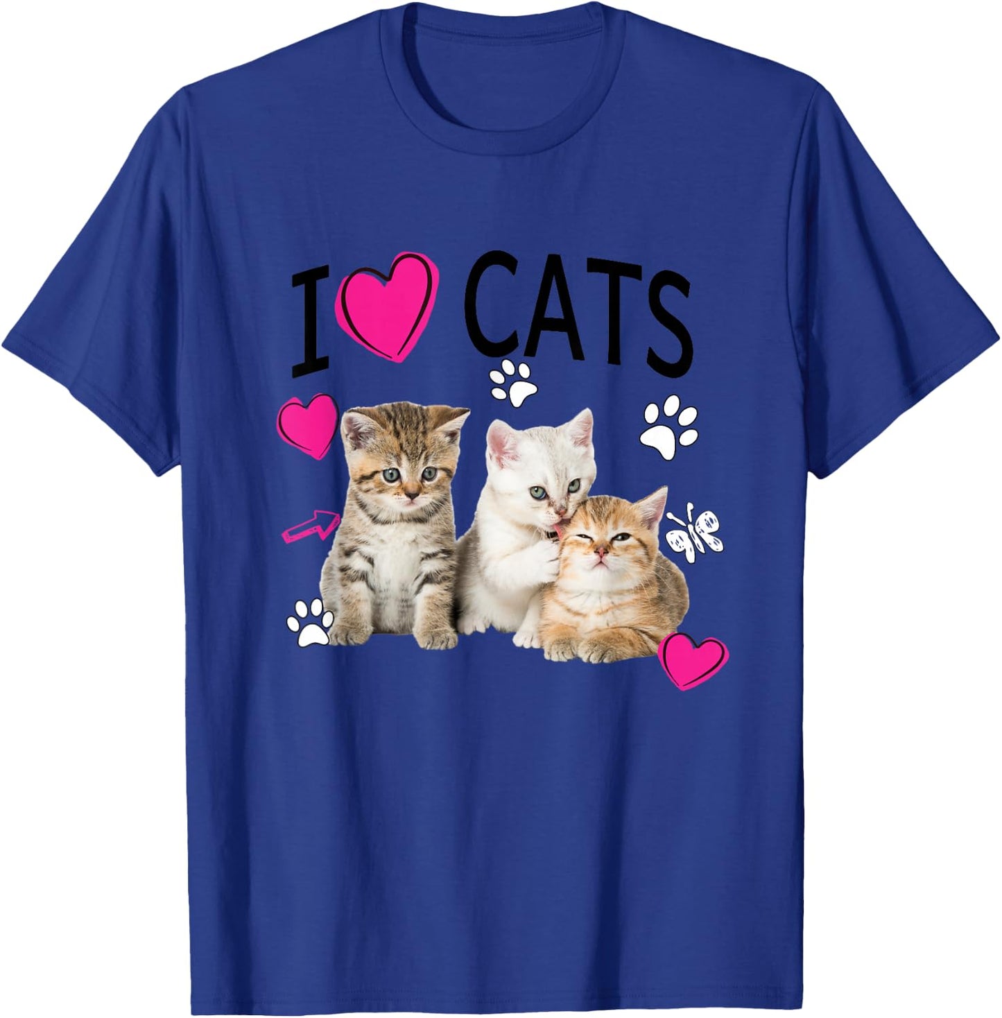 I Love Cats Desing | Cat lover I love Kittens Gift T-Shirt - T-Shirt | Royal