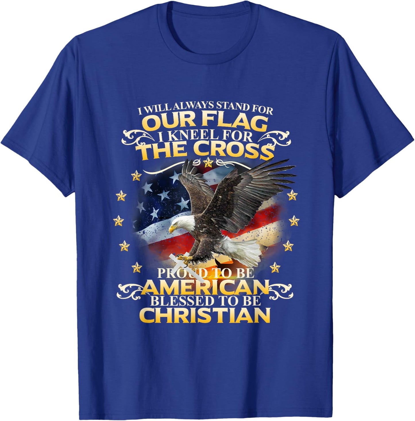 Christian Patriotic American Flag shirt Kids Men T-Shirt - T-Shirt | Royal