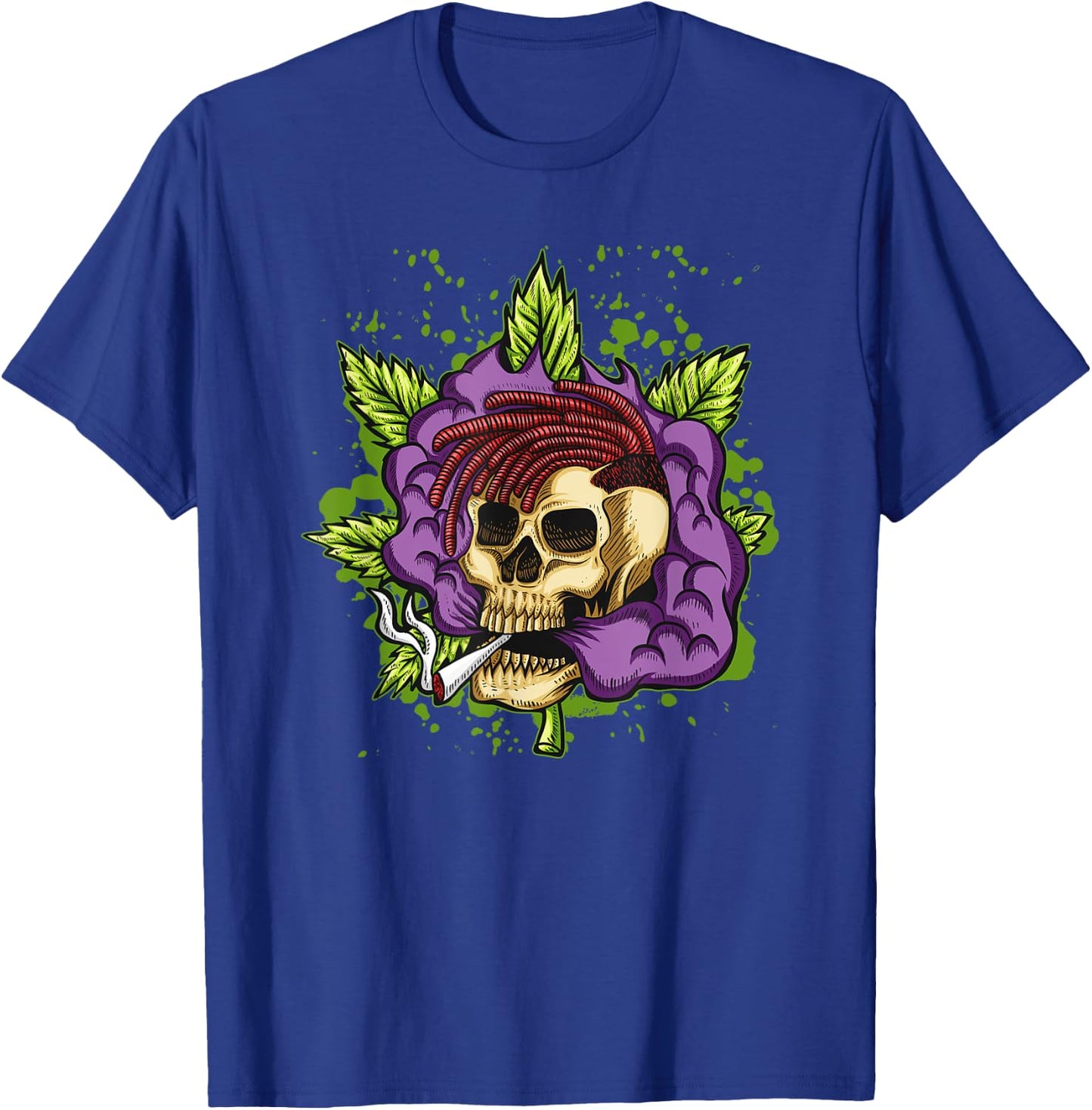 Urban Purple Kush Joint Smoking Skull 420 Marijuana T-Shirt - T-Shirt | Royal