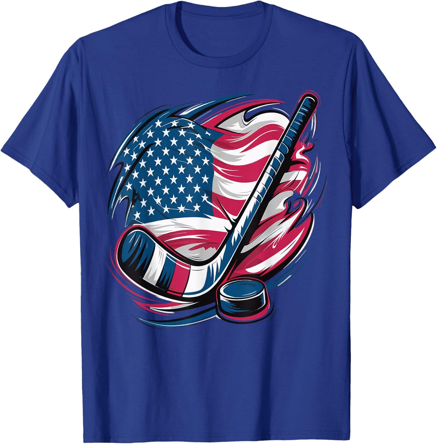 Ice Hockey USA Flag USA Flag T-Shirt - T-Shirt | Royal