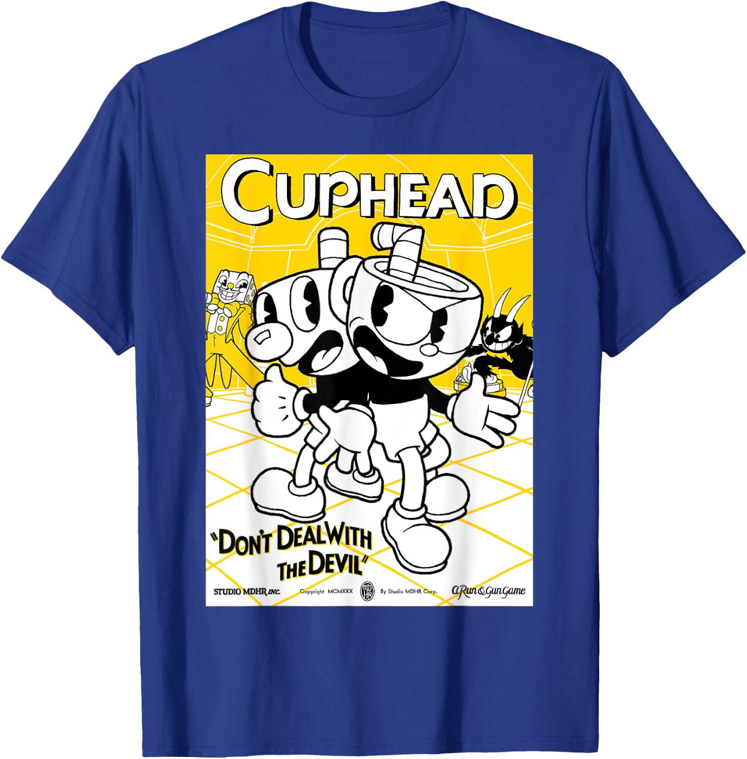 Cuphead Don't Deal With The Devil Poster T-Shirt - T-Shirt | Royal