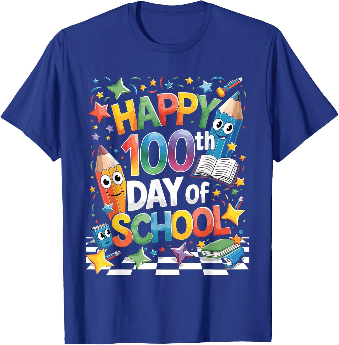 Happy 100th Day of School 100 Days of School Teacher Student T-Shirt - T-Shirt | Royal