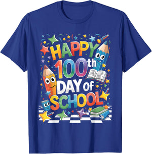 Happy 100th Day of School 100 Days of School Teacher Student T-Shirt - T-Shirt | Royal