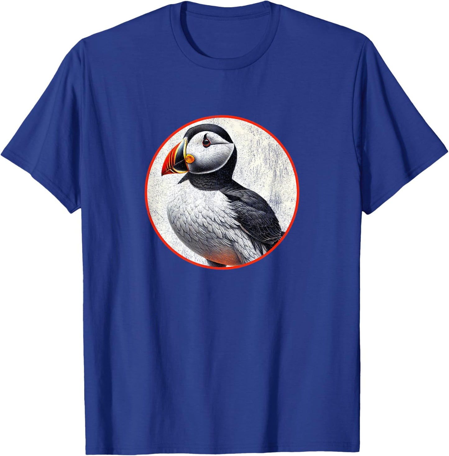 Colorful Retro Horned Puffin Bird Design T-Shirt - T-Shirt | Royal