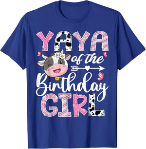 Yaya Of The Birthday Girl Pink Farm Cow 1St Birthday T-Shirt - T-Shirt | Royal