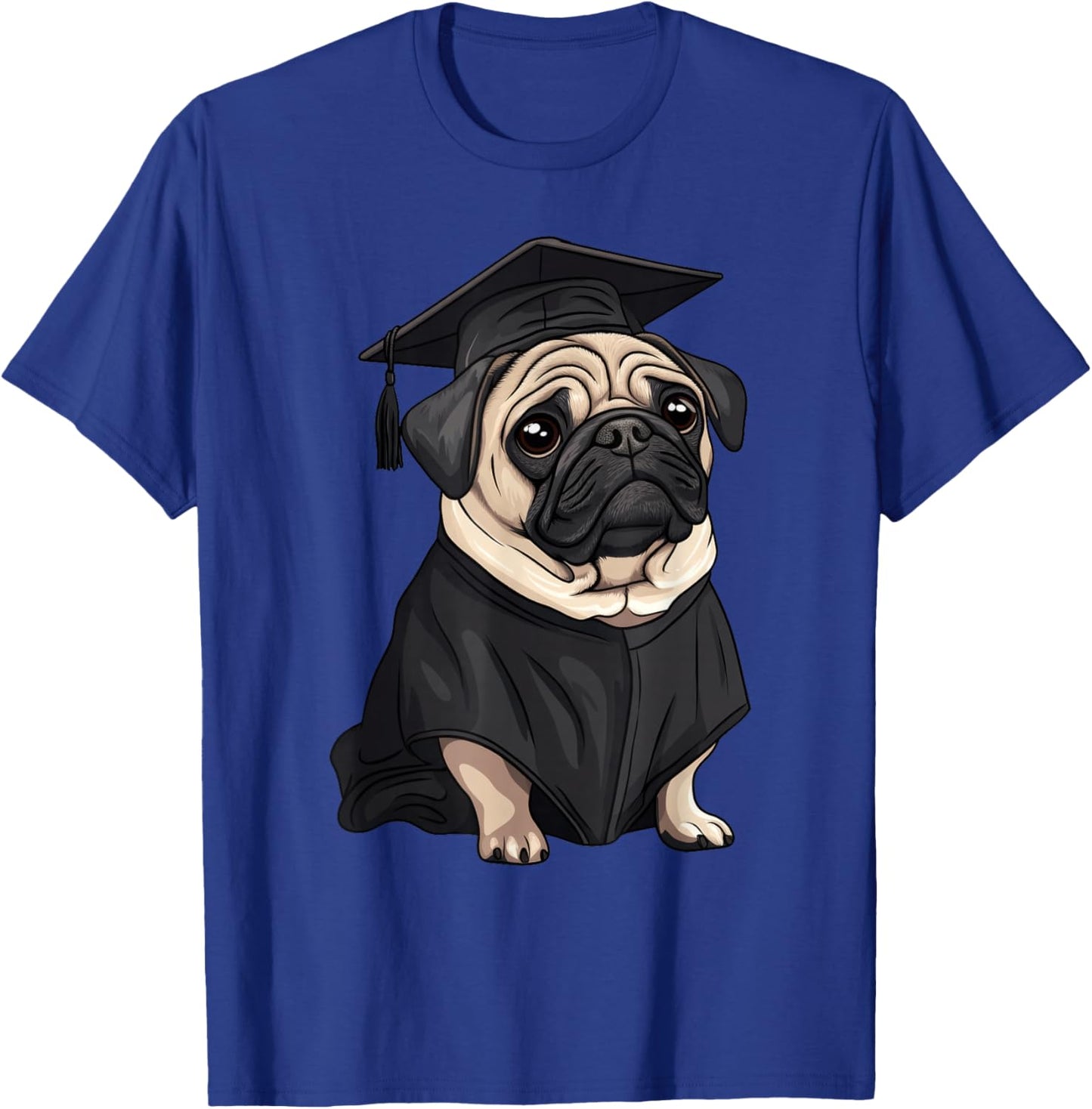 Cute Dog Pug Graduation T-Shirt - T-Shirt | Royal