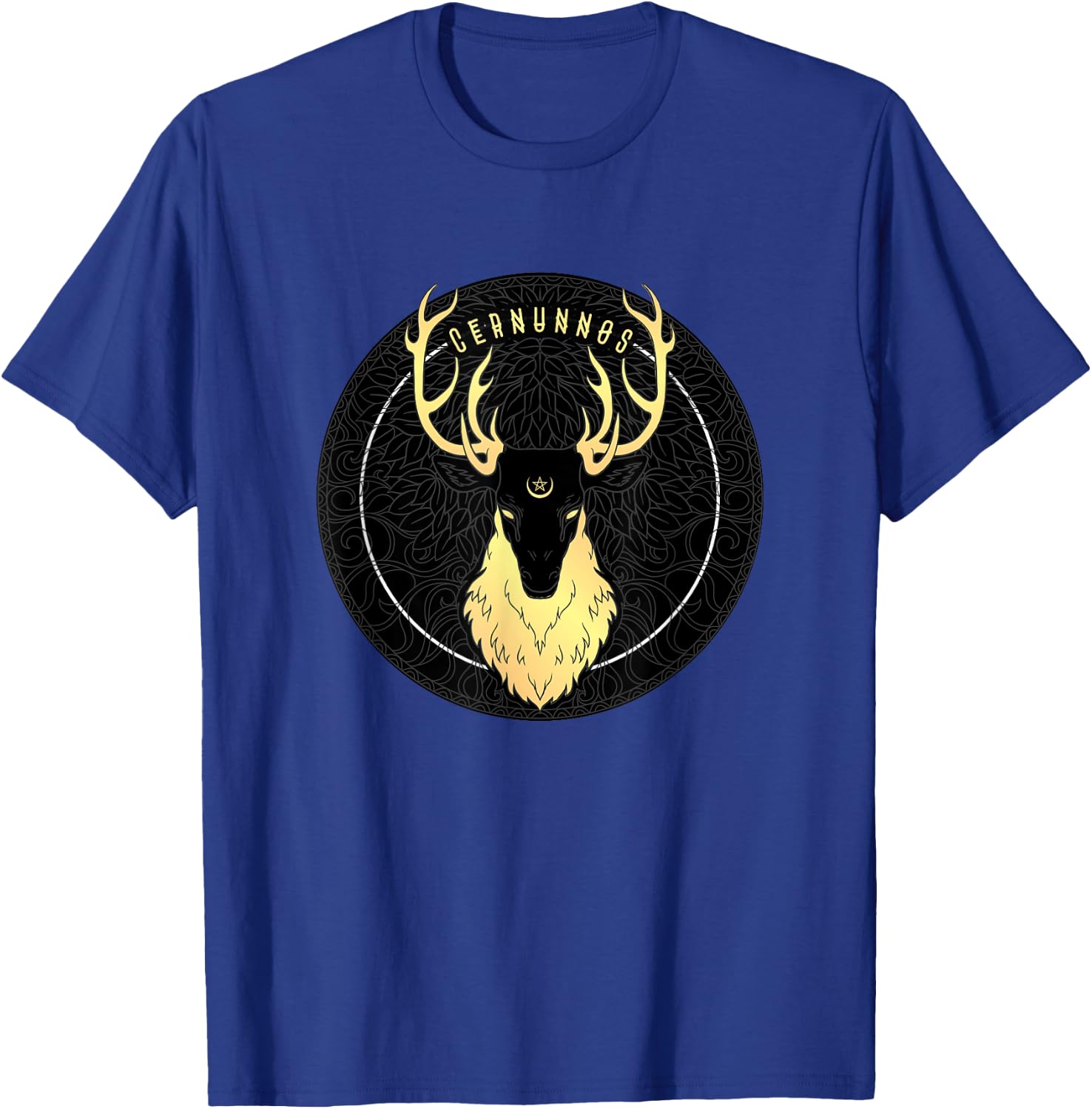 Cernunnos Celtic Pagan Horned Stag Forest God with Pentagram T-Shirt - T-Shirt | Royal