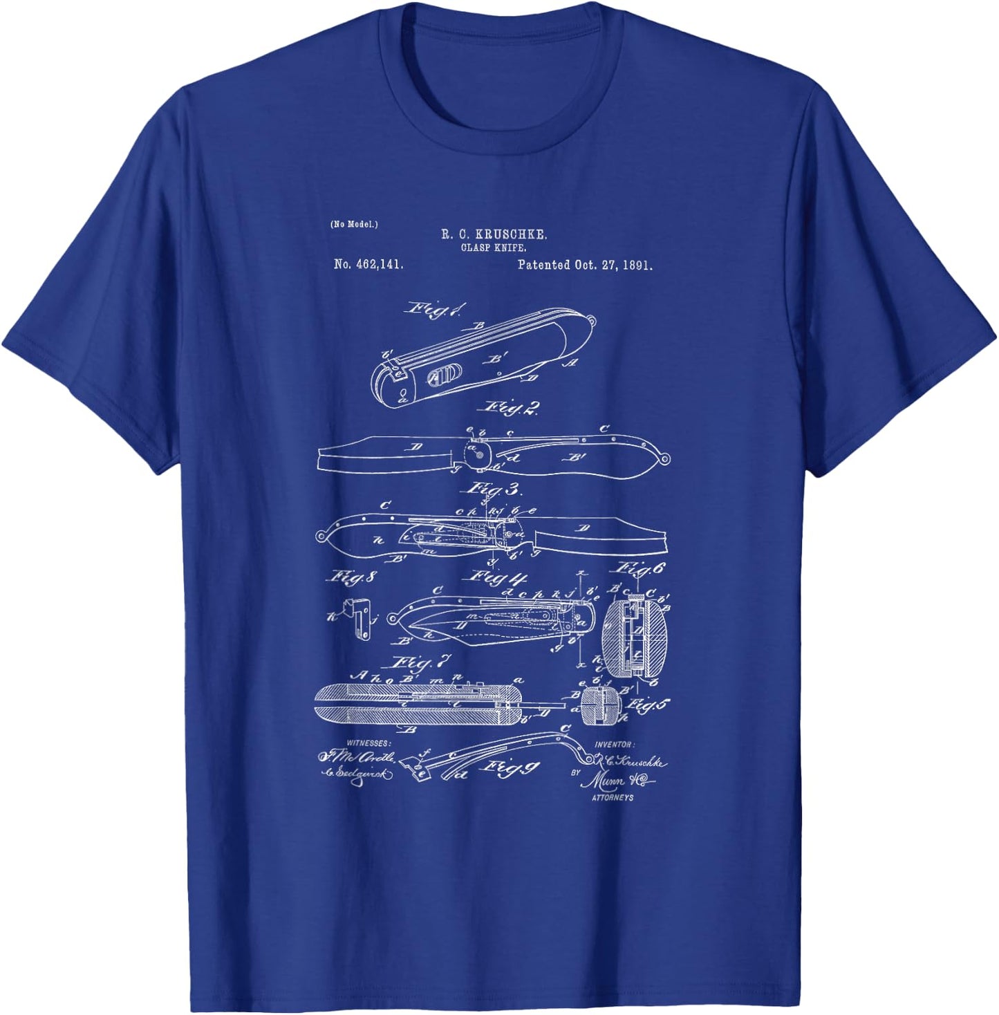 Pocket Knife Collector Vintage Patent Art T-Shirt - T-Shirt | Royal