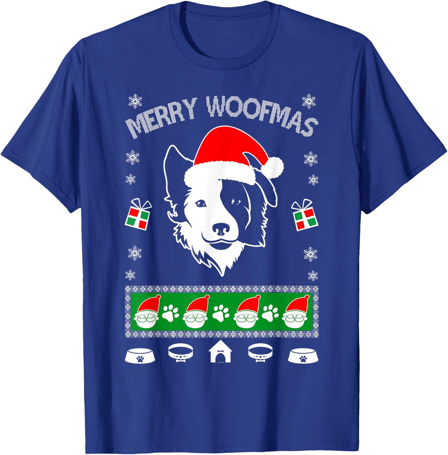 Border Collie Ugly Christmas shirt gift T-Shirt - T-Shirt | Royal