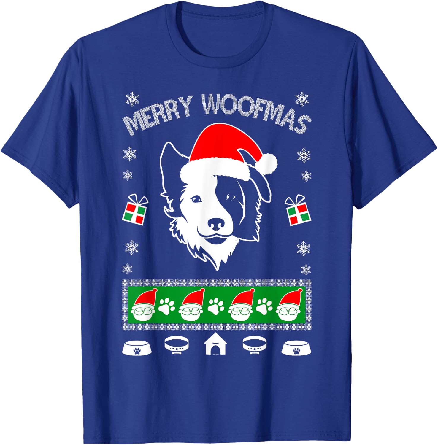 Border Collie Ugly Christmas shirt gift T-Shirt - T-Shirt | Royal