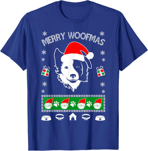 Border Collie Ugly Christmas shirt gift T-Shirt - T-Shirt | Royal