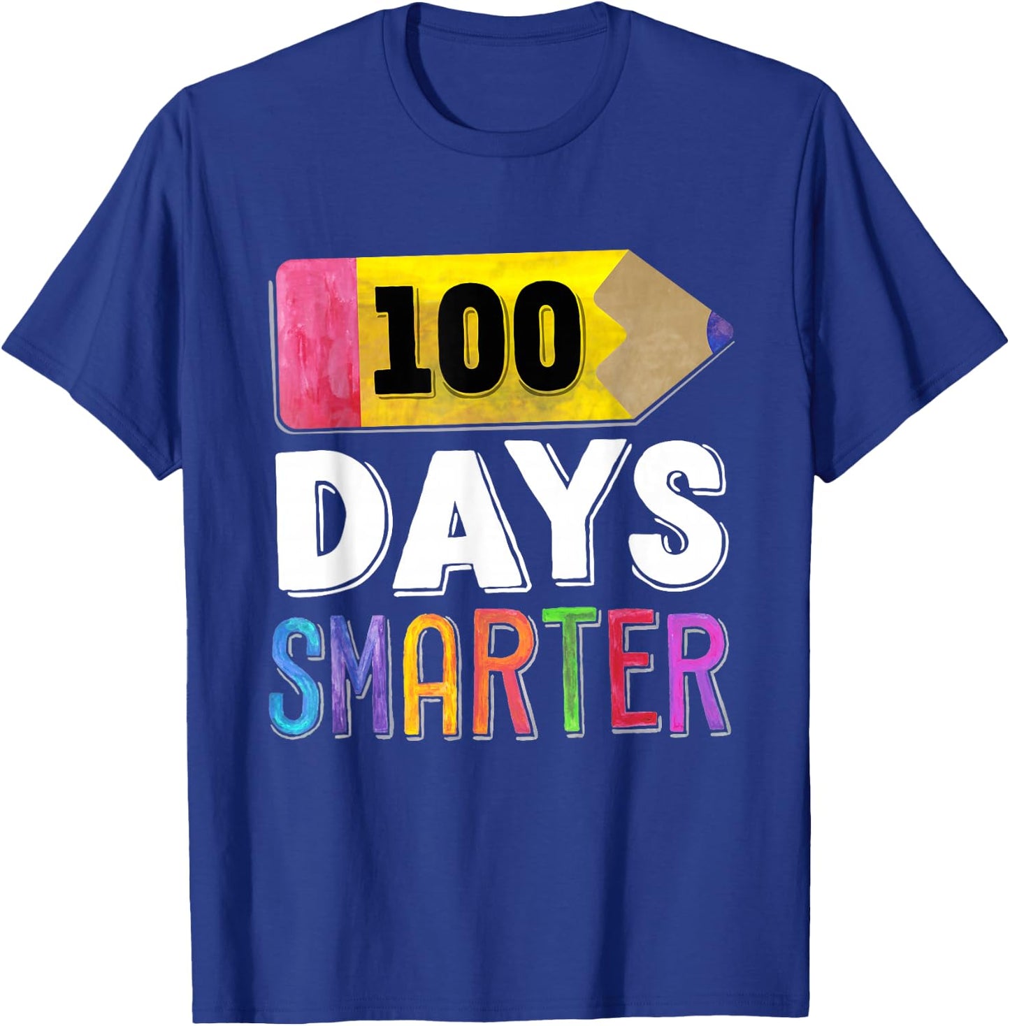 100 Days Smarter Shirt Elementary Kid Kindergarten Teacher T-Shirt - T-Shirt | Royal