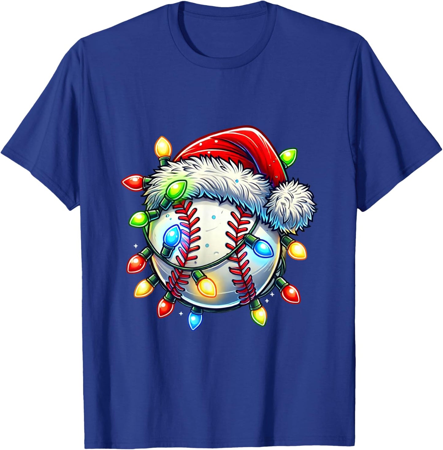 Festive Christmas Baseball Design Santa Hat Sports Pajamas T-Shirt - T-Shirt | Royal