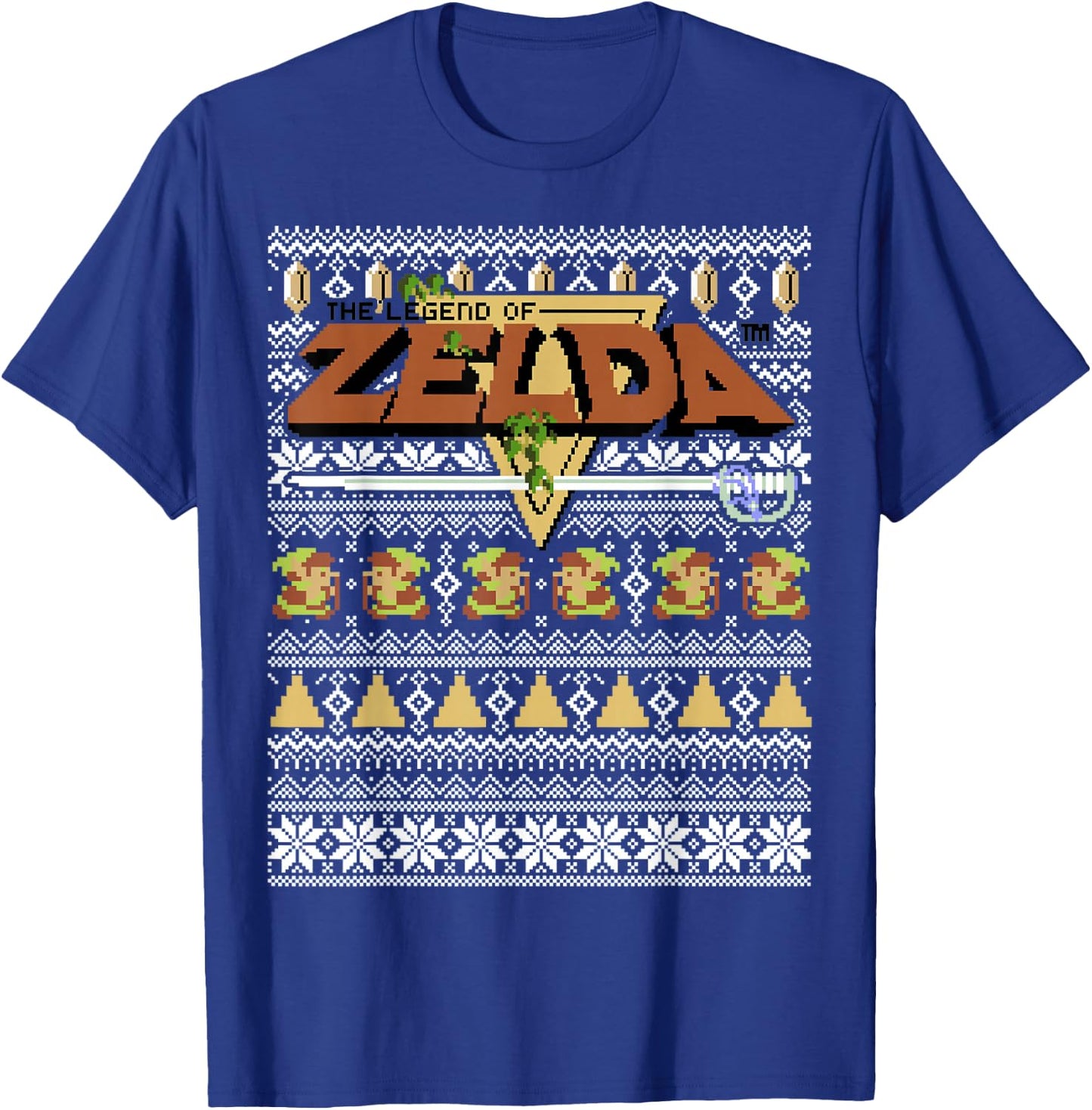 The Legend of Zelda Christmas 8-Bit Ugly Holiday Sweater T-Shirt - T-Shirt | Royal