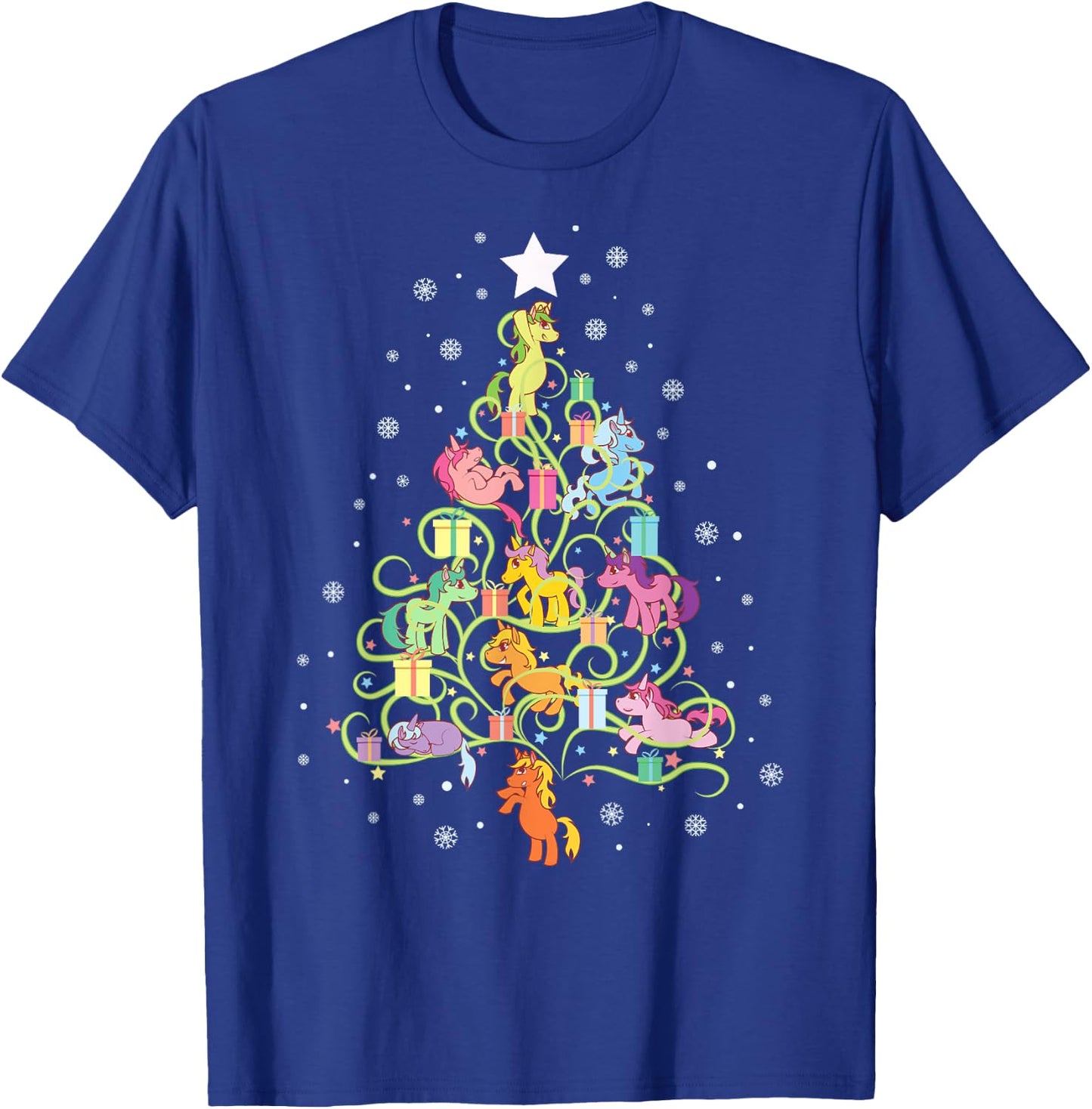 Kids Unicorn Christmas Tree Cute Unicorns Holiday Decor T-Shirt - T-Shirt | Royal