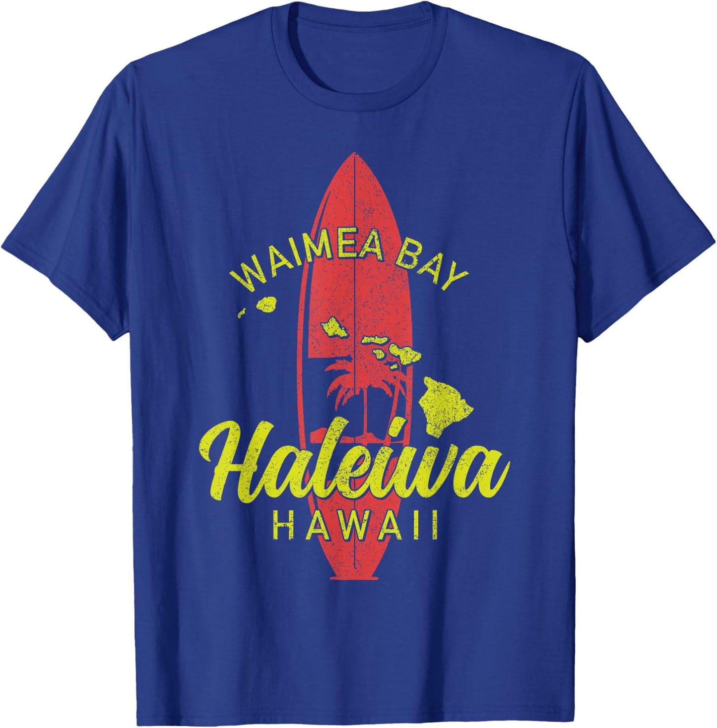 Waimea Bay Haleiwa Hawaii Surf Board Surfing Surfer Hawaiian T-Shirt - T-Shirt | Royal