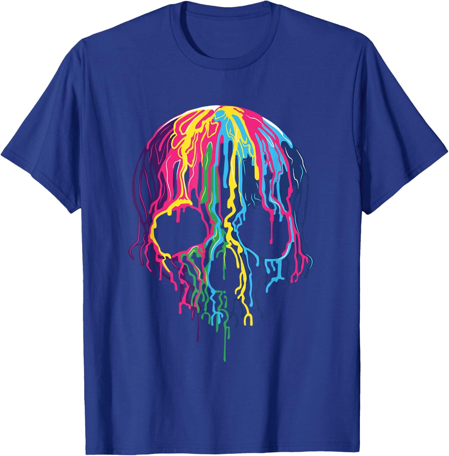Colorful Melting Skull Art Graphic Halloween T-Shirt - T-Shirt | Royal
