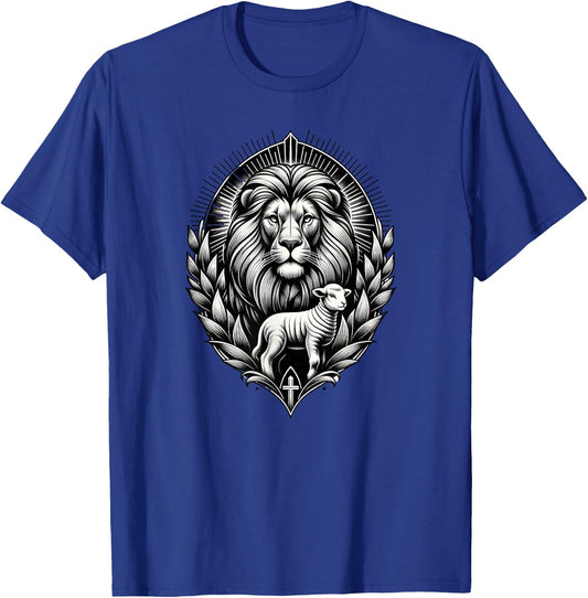 Christian Clothing Lion And Lamb Symbol Of Strength And T-Shirt - T-Shirt | Royal