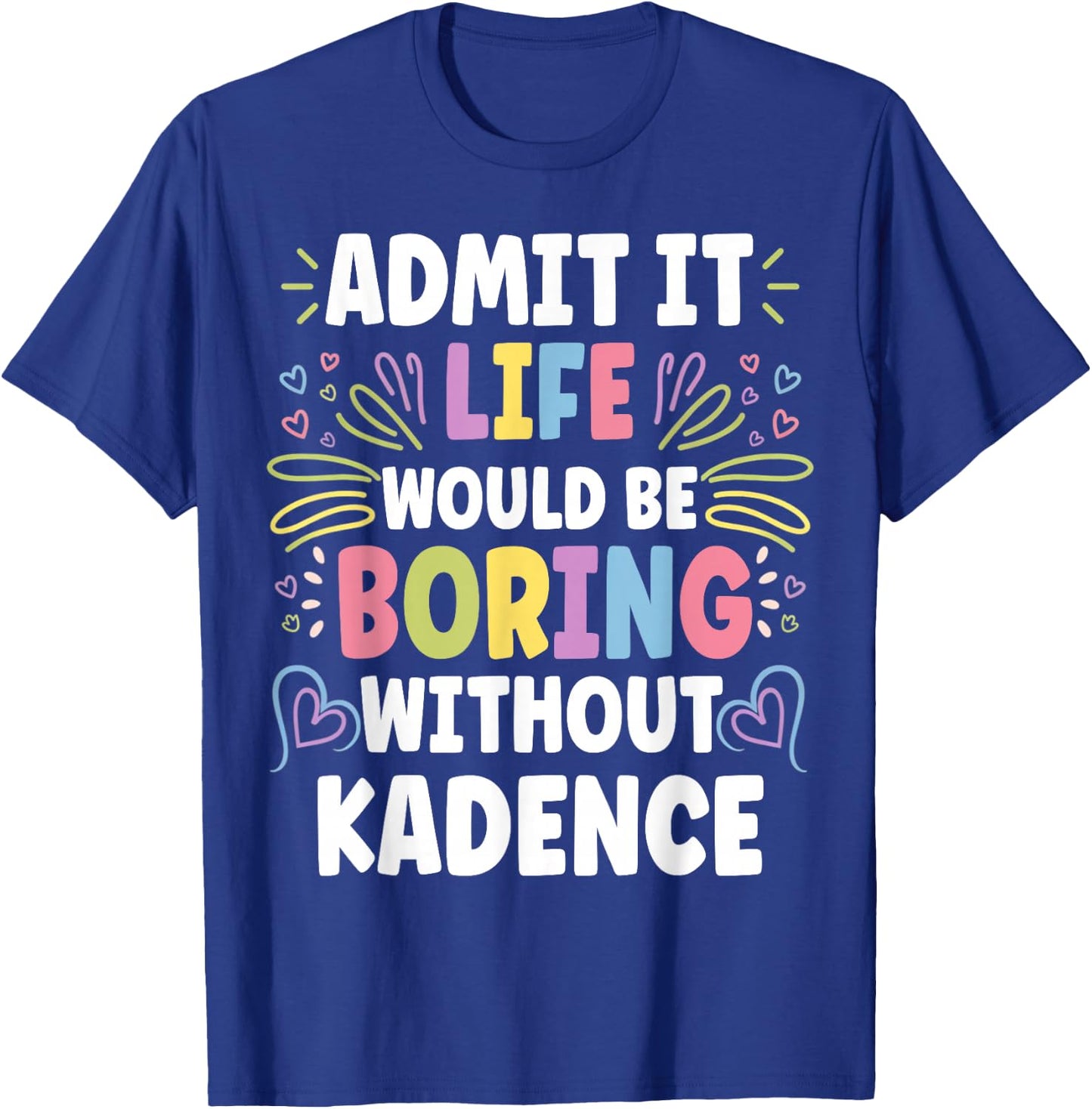 KADENCE Personalized Name Funny Cute Custom & Kids, Black, Small, Short Sleeve, , Solid, Trendy, Imported, Polyester 100% T-Shirt - T-Shirt | Royal