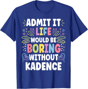 KADENCE Personalized Name Funny Cute Custom & Kids, Black, Small, Short Sleeve, , Solid, Trendy, Imported, Polyester 100% T-Shirt - T-Shirt | Royal