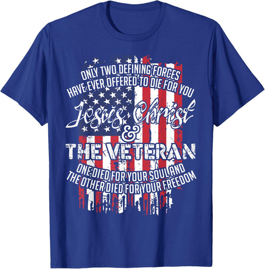 Jesus Christ And The Veteran T-Shirt - T-Shirt | Royal