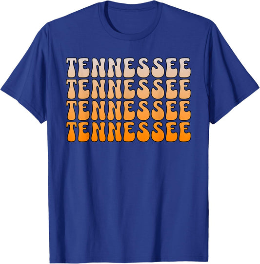 Retro TN Orange Print Varsity Tennessee T-Shirt - T-Shirt | Royal