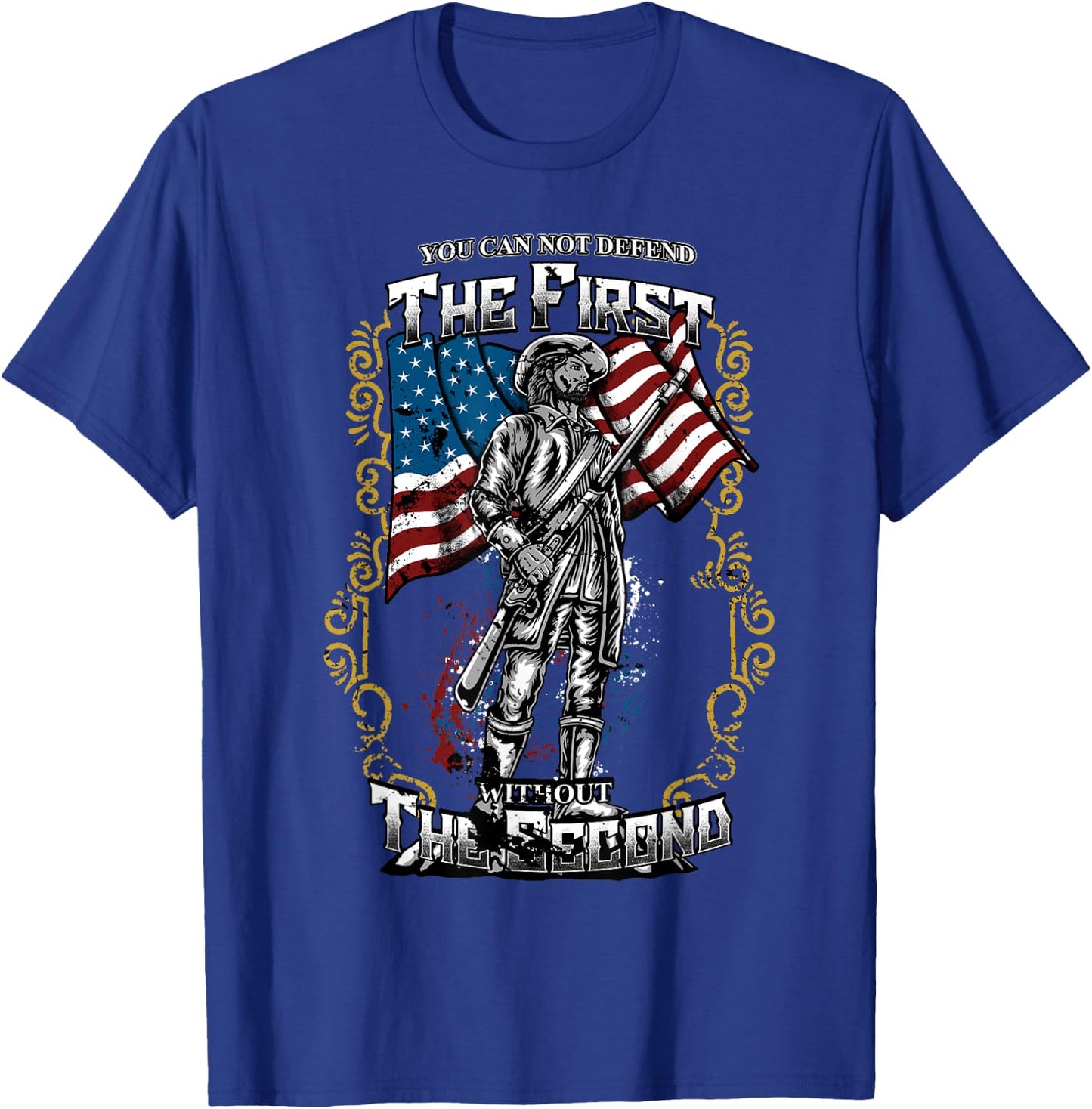 Protect the 2nd Amendment - American Flag Military Gift T-Shirt - T-Shirt | Royal