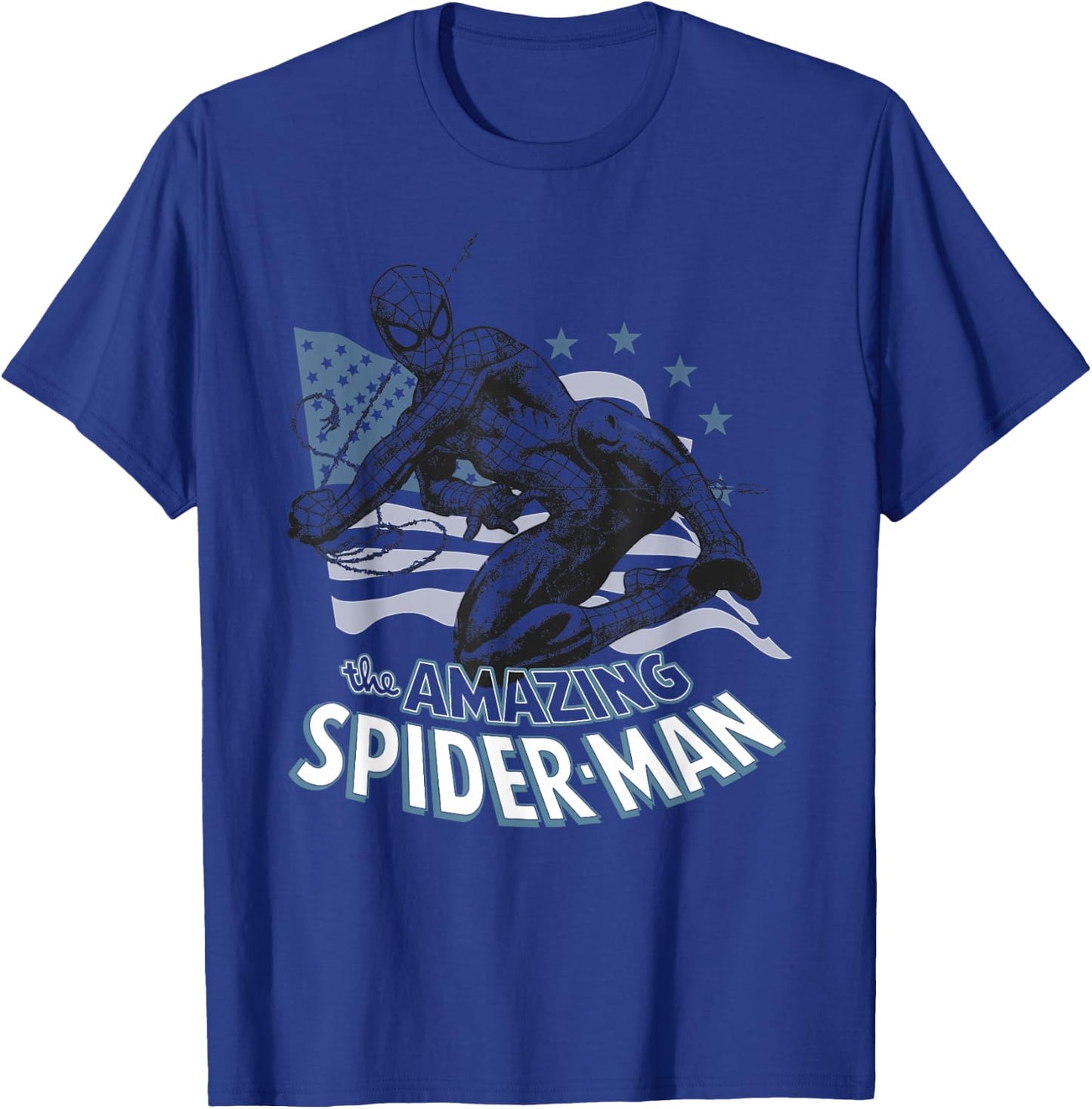 Marvel Spider-Man 4th of July The Amazing Spiderman USA Flag T-Shirt - T-Shirt | Royal
