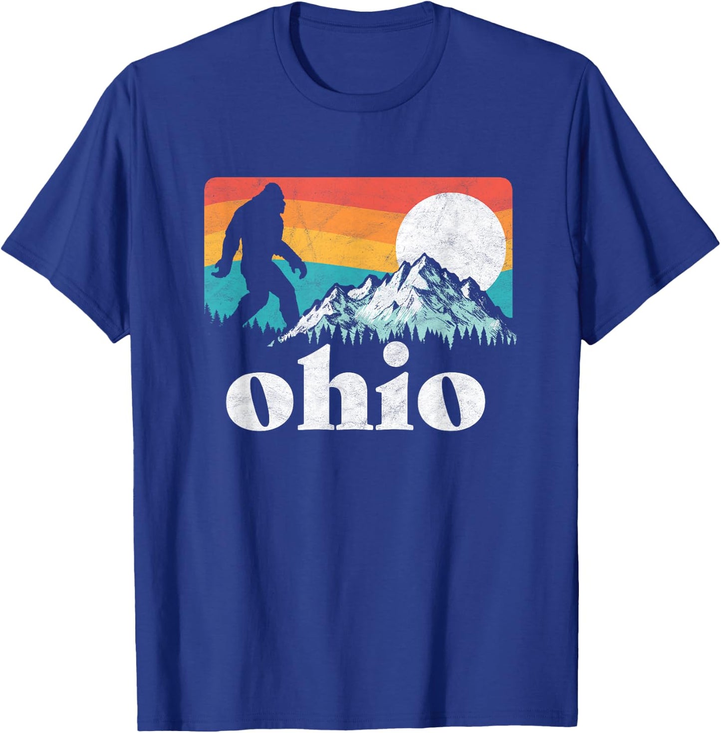 Ohio Retro State Pride Bigfoot Mountains T-Shirt - T-Shirt | Royal