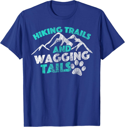 Hiking Trails and Wagging Trails Dog Distressed Men Women Girls Kids T-Shirt - T-Shirt | Royal