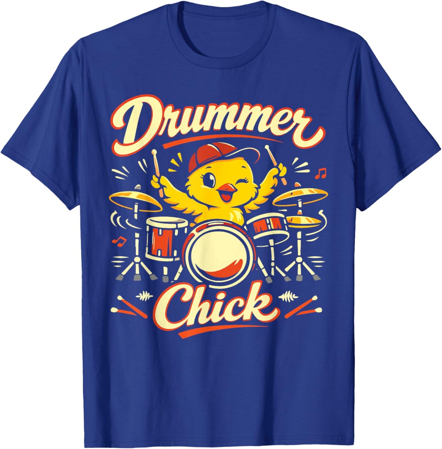 Drummer Drum Set Chicken Girl Vintage Drummer Chick T-Shirt - T-Shirt | Royal