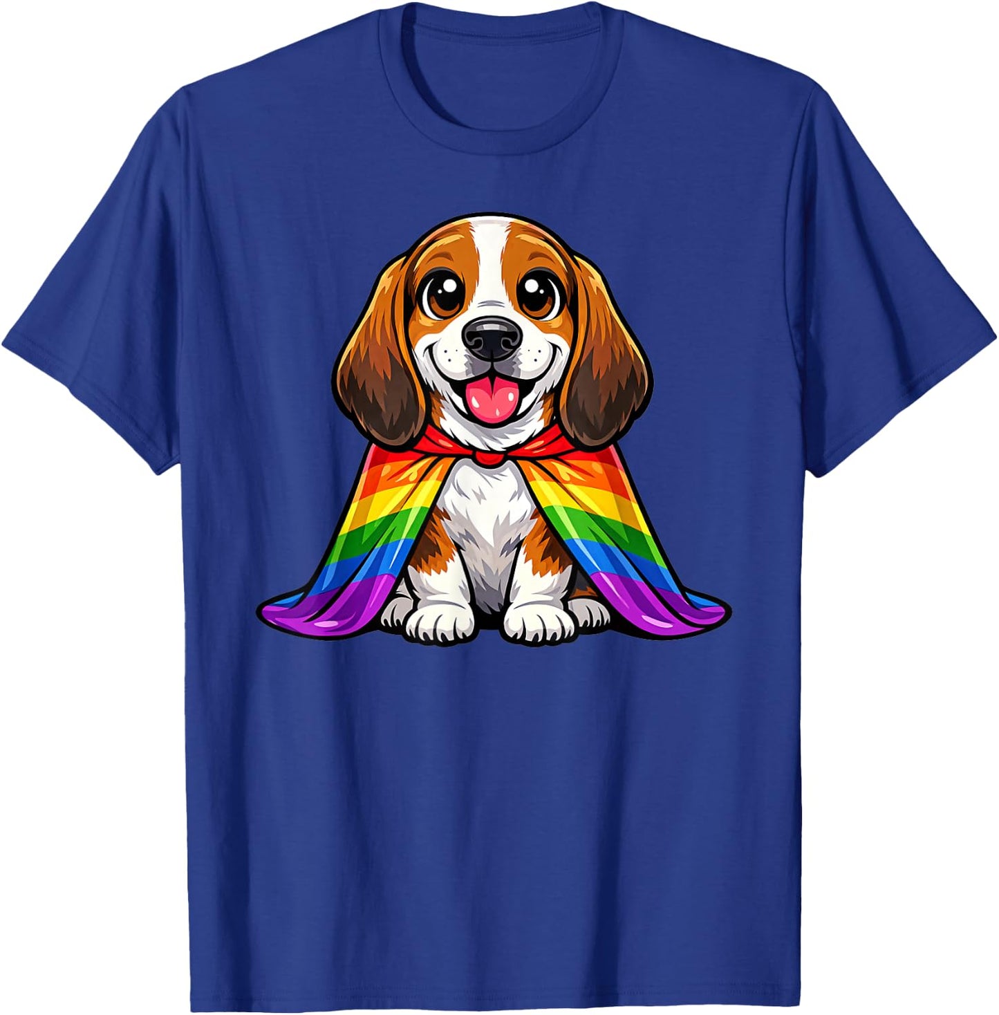 Cute Basset Hound Puppy Pride Dog Rainbow Cape LGBTQ+ T-Shirt - T-Shirt | Royal