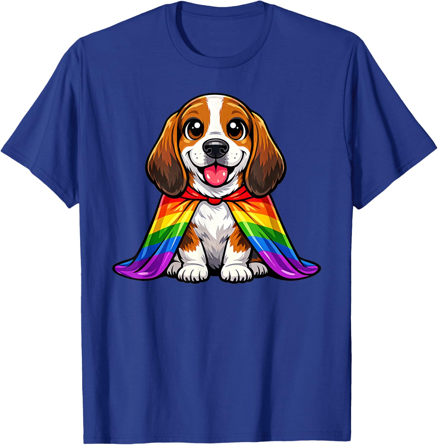 Cute Basset Hound Puppy Pride Dog Rainbow Cape LGBTQ+ T-Shirt - T-Shirt | Royal